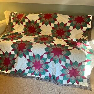 Hand Stitched Lone Star Vintage Quilt Queen